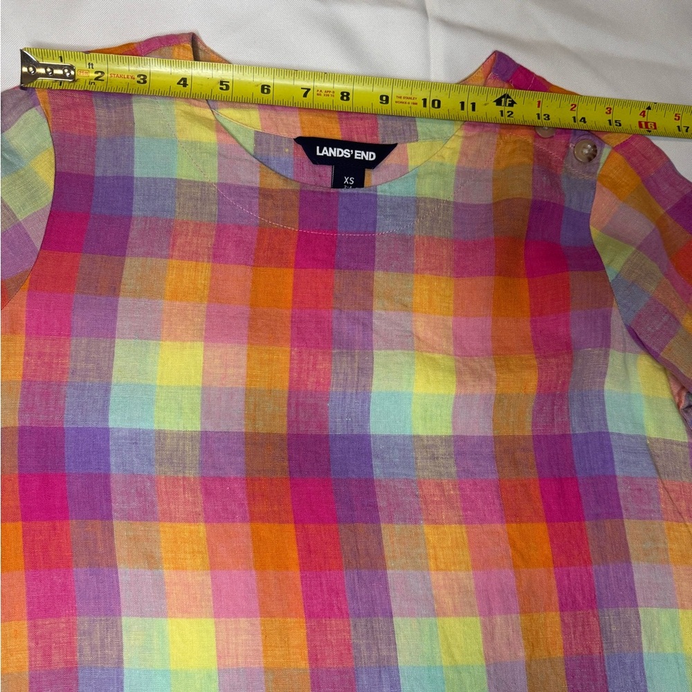 Lands' End Colorful Plaid Blouse Size XS - Picture 9 of 11